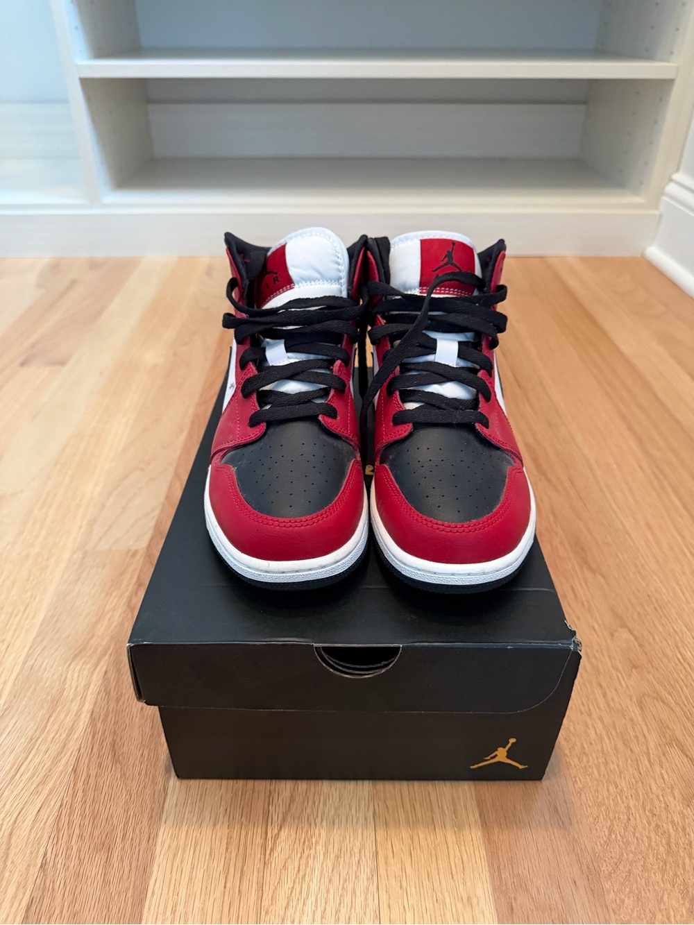 Jordan Red Black White Mid-Top Sneakers